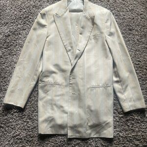 Elegant Cream Striped Men's Blazer